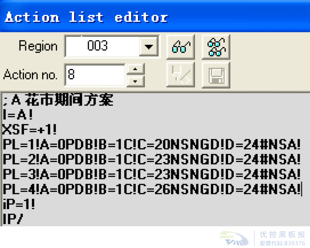圖7 Action list中編寫花市期間運(yùn)行ACD的方案