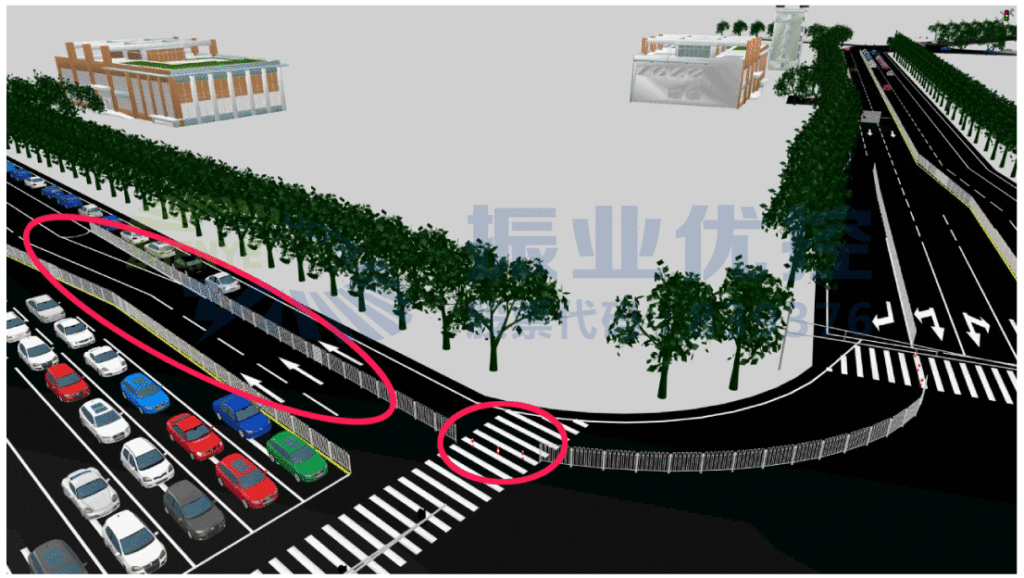 圖8 增設(shè)護(hù)欄和警示樁（錦江中路）