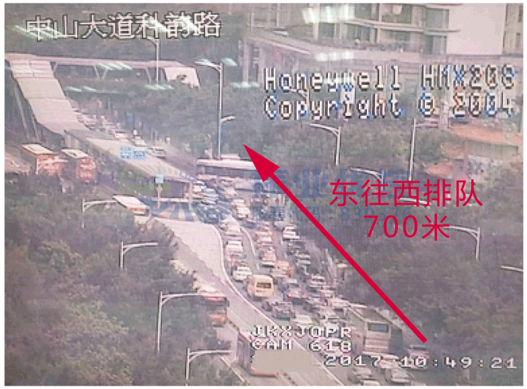 圖5 高峰時段東進口排隊超過BRT車站