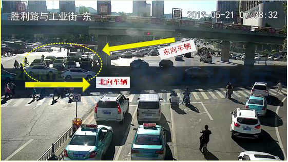 圖4 北進(jìn)口與東進(jìn)口車輛沖突區(qū)域示意圖