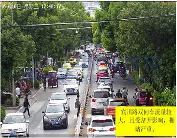 圖6 晚高峰賓川路雙向擁堵