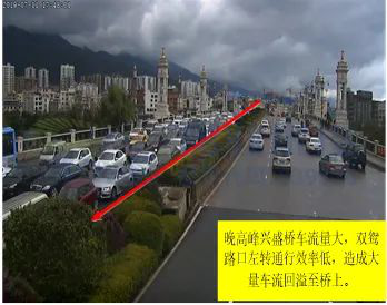圖5 興盛橋晚高峰車流回溢