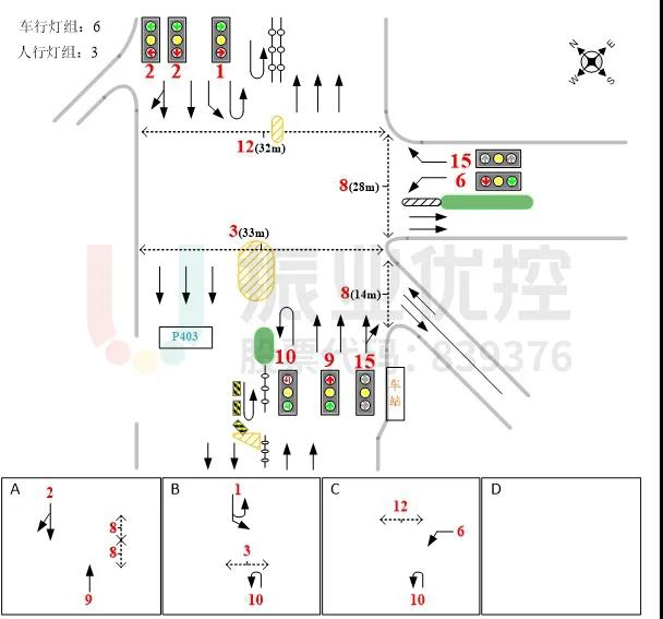 圖3 105國(guó)道-香江動(dòng)物園路口基礎(chǔ)信息圖(優(yōu)化前)