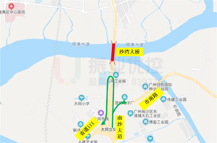 圖10 沙灣大橋南往北車流繞行設(shè)計