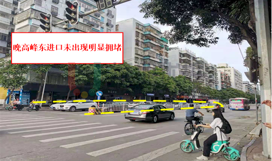 圖17 晚高峰東進(jìn)口未出現(xiàn)明顯擁堵