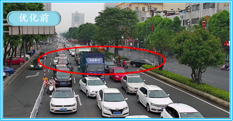 圖17 民安路-龍山路路口優(yōu)化前后