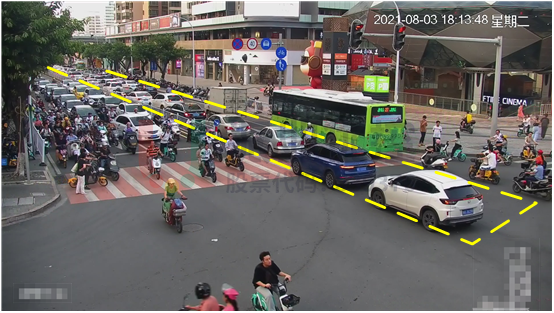 圖3 黃河-華山路口南進口回溢頻繁（優(yōu)化前）