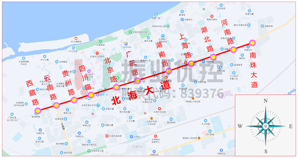 圖1 北海大道（西藏路-南珠大道）地理位置圖