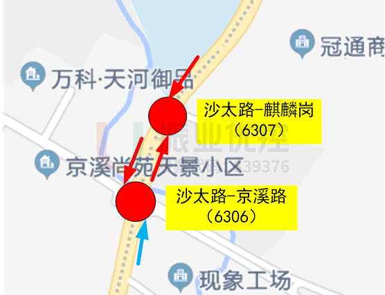 圖2 路段關(guān)鍵節(jié)點位置圖